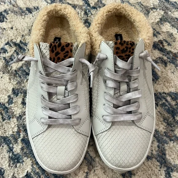 NEW Vince Camuto Madrista leather slip on sneakers with faux shearling. … - Picture 4 of 8